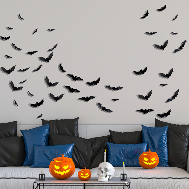 3D LED Bat Wall Decorations with Purple Glow for Halloween