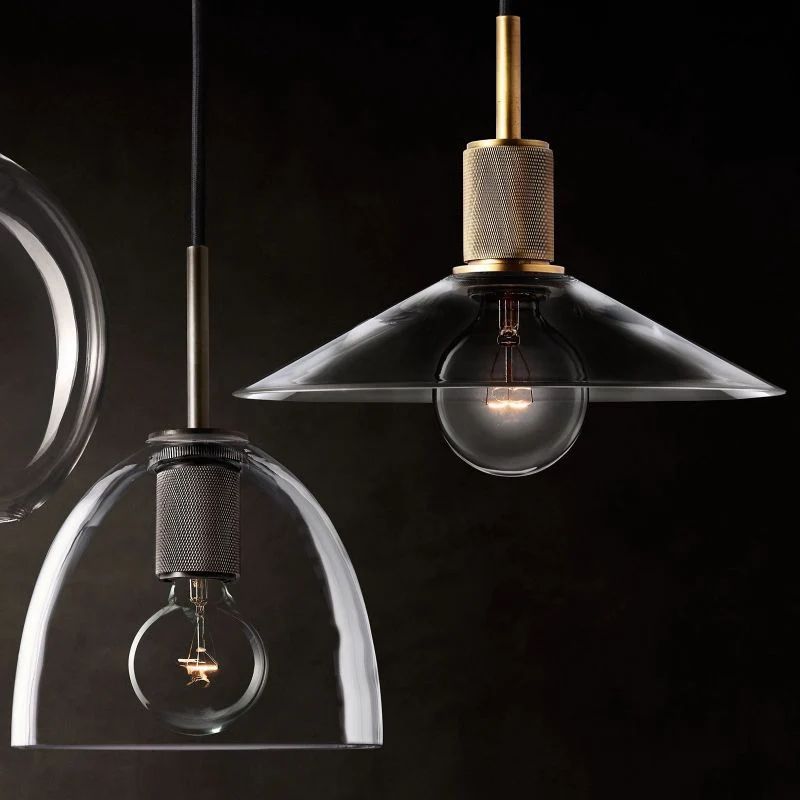 Munda — Glass Slope Pendant Light with Copper Accents for Kitchen Islands