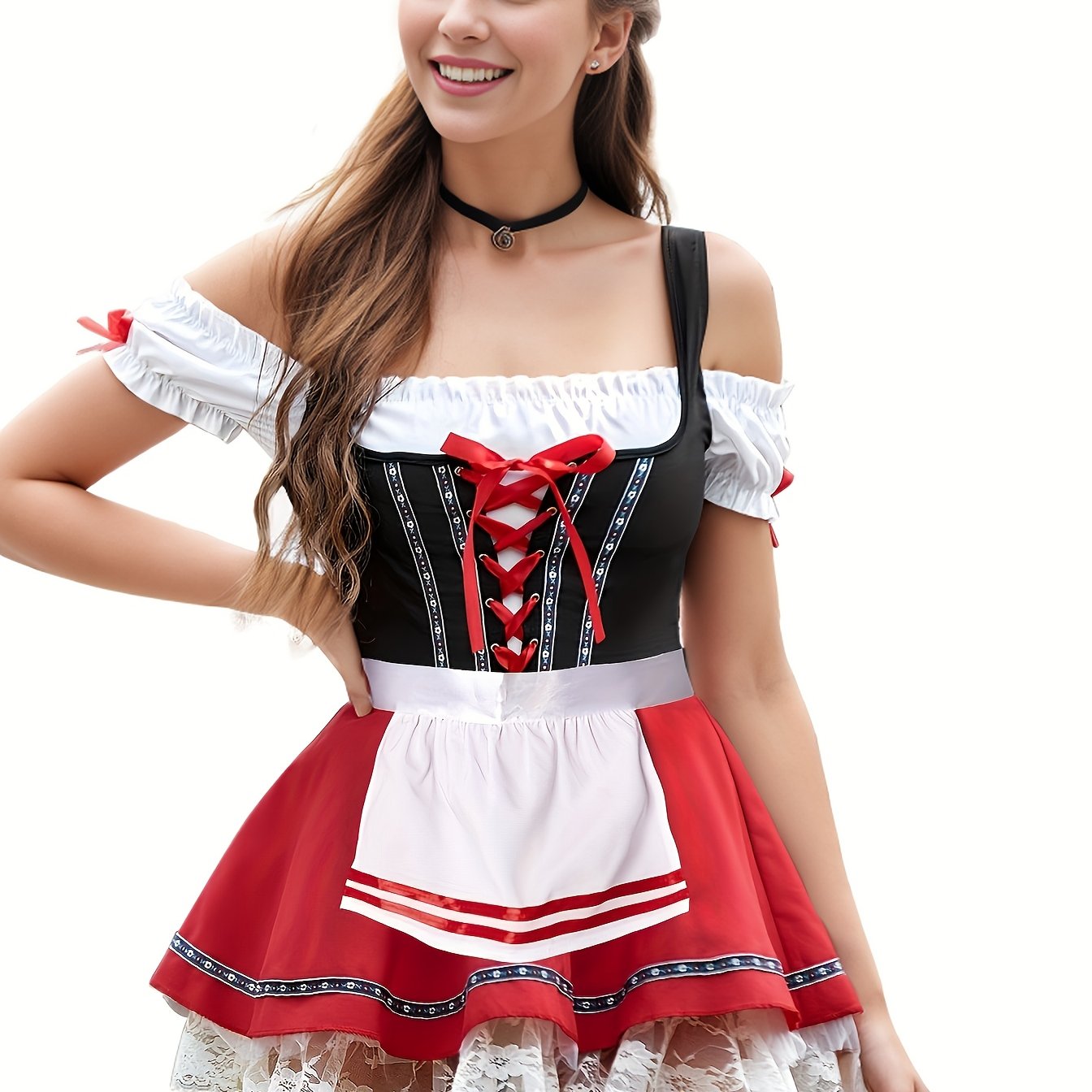 Women's Oktoberfest Bavarian Dirndl Dress with Off-Shoulder Corset