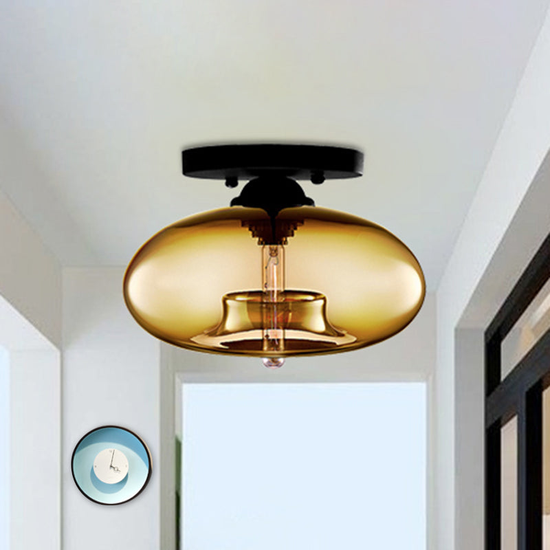 Taavita Oval Flush Mount Lamp Modern Style 1 Light Clear/Amber/Smoky Ceiling Semi-Flush Mount for Hallway