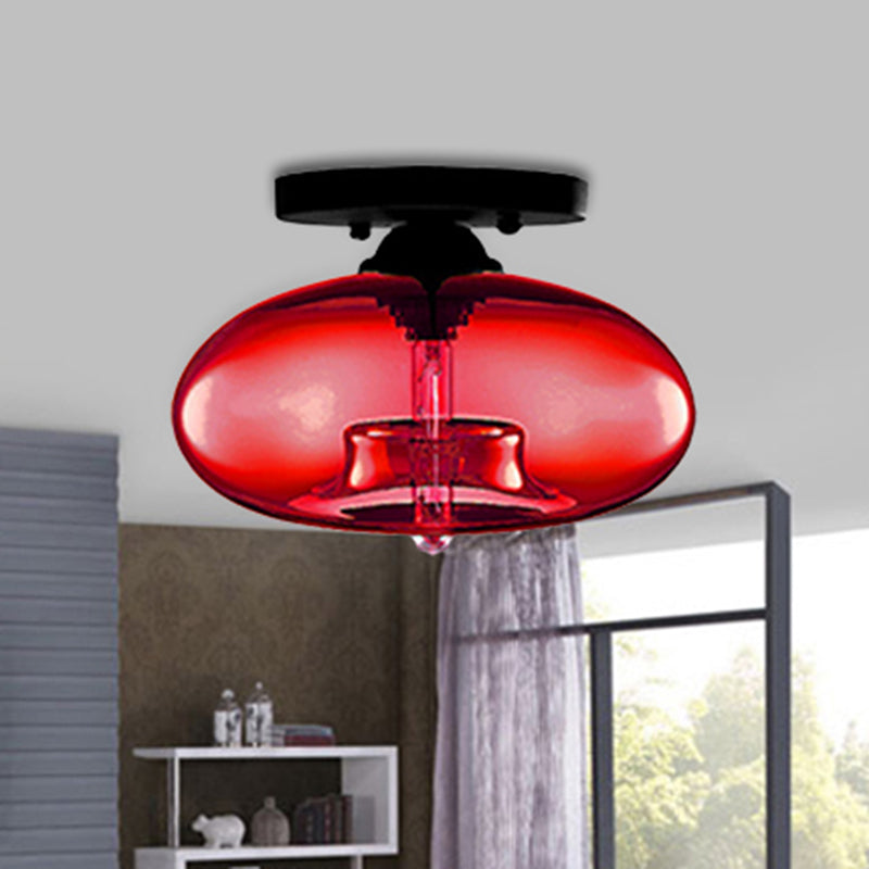 Taavita Oval Flush Mount Lamp Modern Style 1 Light Clear/Amber/Smoky Ceiling Semi-Flush Mount for Hallway