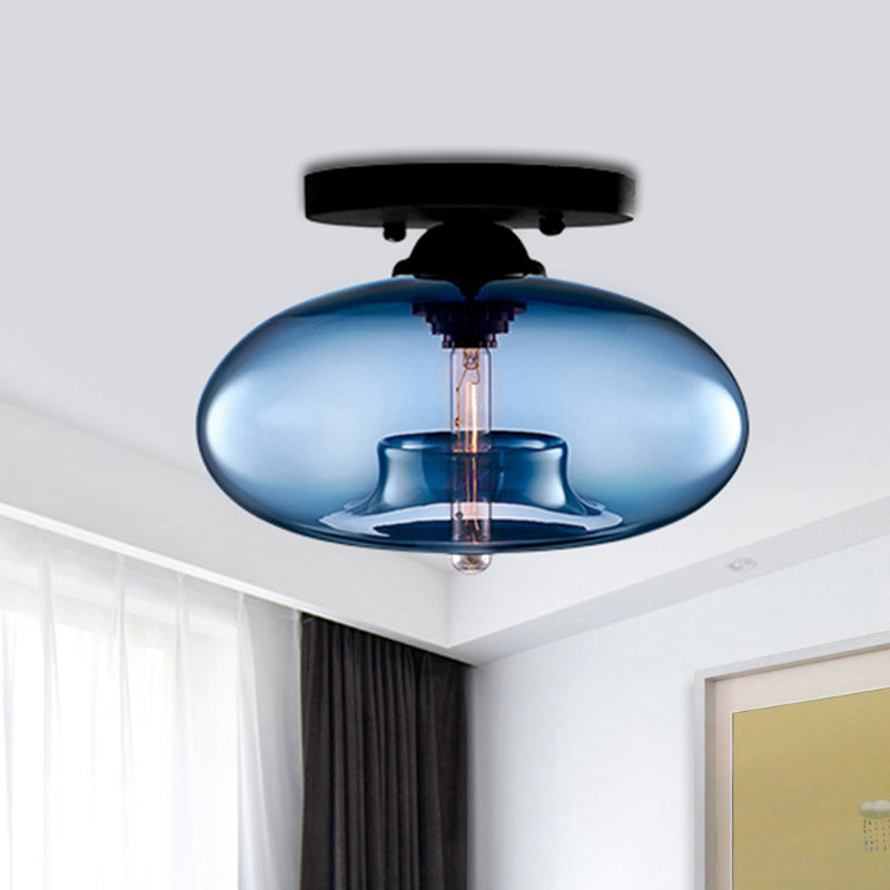 Taavita Oval Flush Mount Lamp Modern Style 1 Light Clear/Amber/Smoky Ceiling Semi-Flush Mount for Hallway