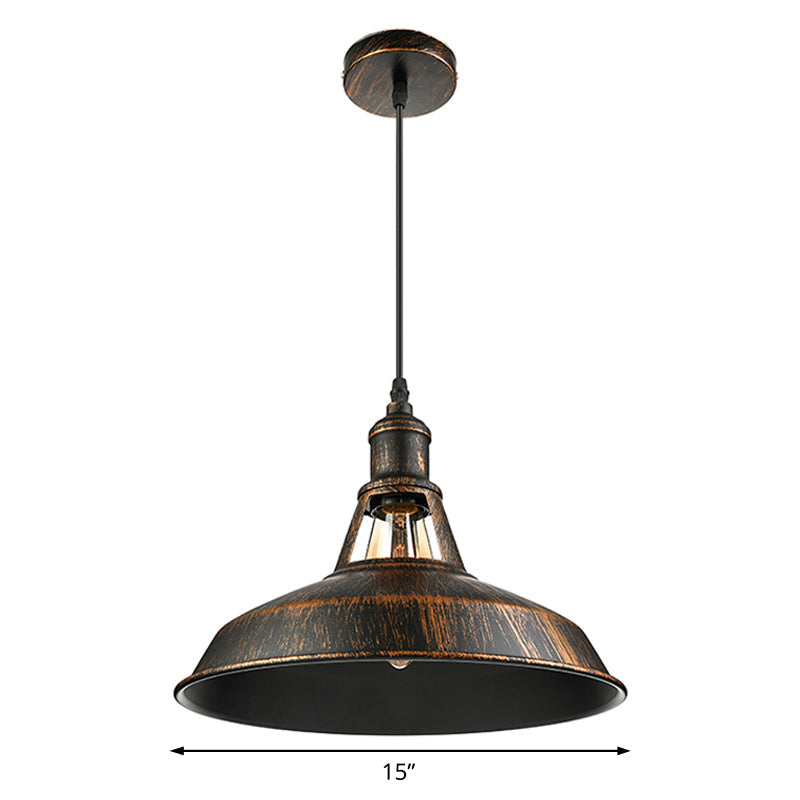 Aged Silver/Rust Barn Pendant Lighting in Antique Style Wrought Iron, 1 Light Dining Room Ceiling Light, Available in 10.5"/12"/15" Diameter by Taavita