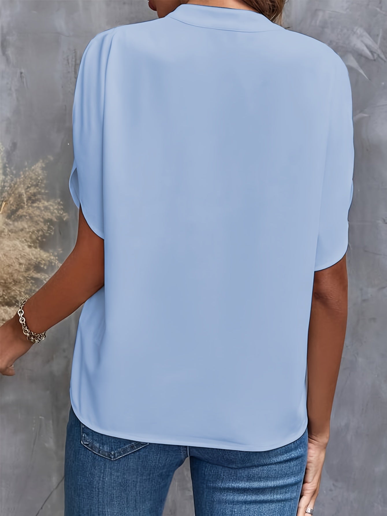 Women’s Blouse | Cotton Blend & V-Neck Design | Short Flutter Sleeves | Comfortable Fit