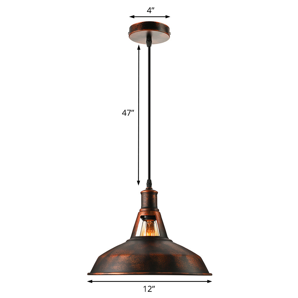 Taavita - Pendant Light with Barn Shade, 1 Bulb Style - Hanging Lamp with Adjustable Cable, 10.5"/12"/15" Width
