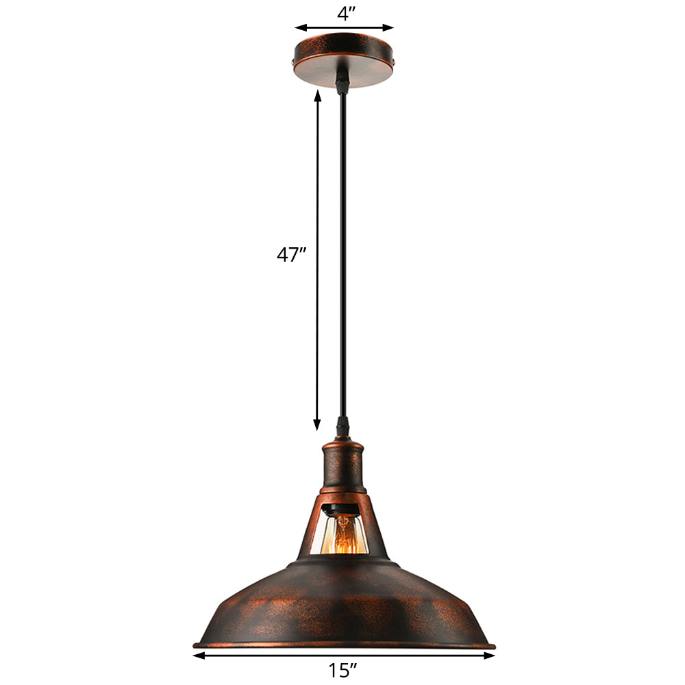 Taavita - Pendant Light with Barn Shade, 1 Bulb Style - Hanging Lamp with Adjustable Cable, 10.5"/12"/15" Width
