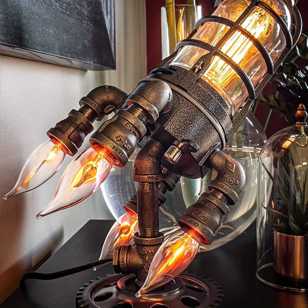 Vintage Industrial Flame Light – Remote-Controlled Table Lamp