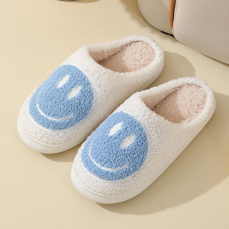Indoor Slip-On Slippers | Plush Fleece Lining & Slip-Resistant Sole | Big Smiley Face Design | Comfortable Fit