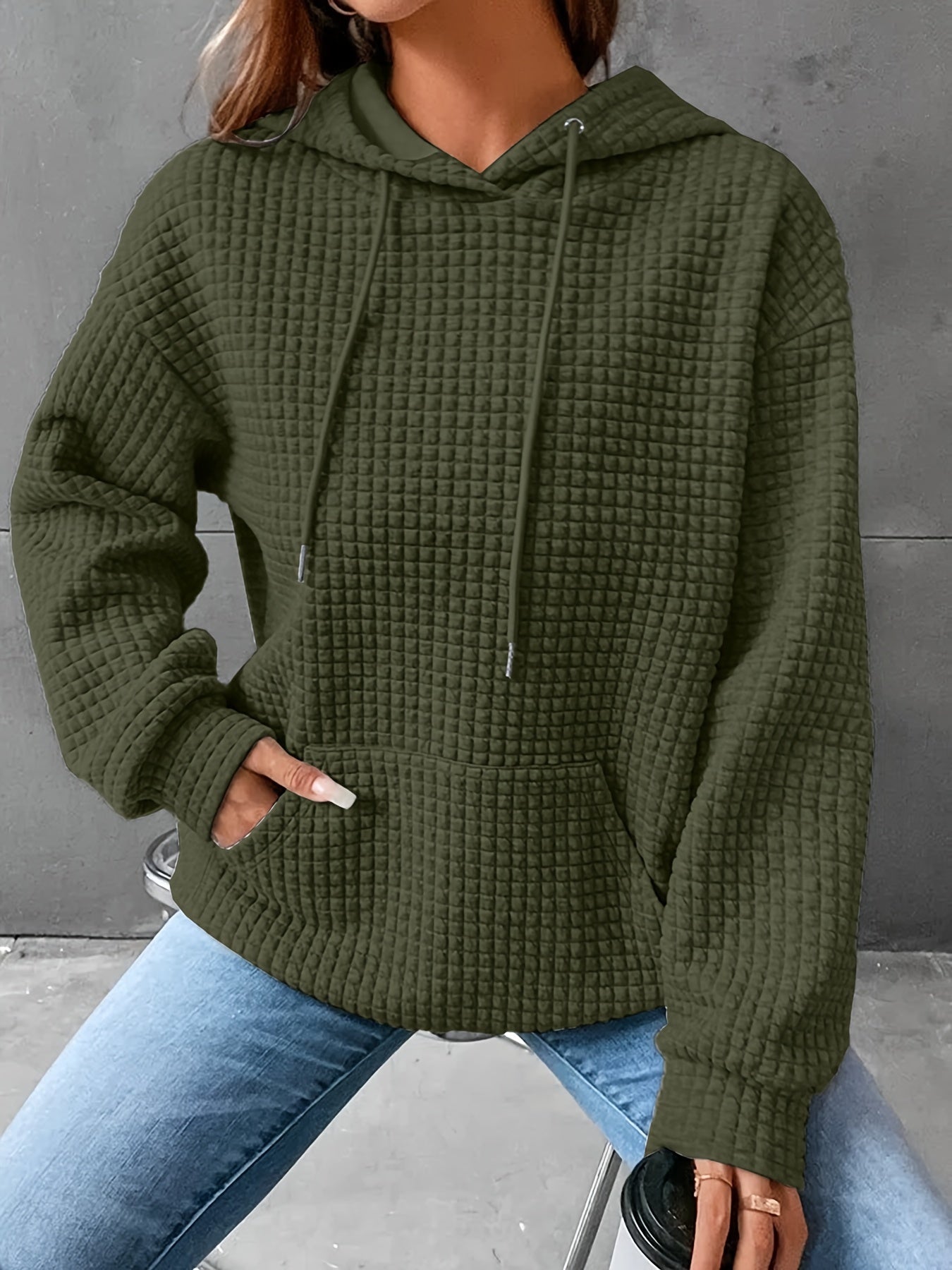 Plus Size Hoodie | Waffle Knit | Casual Comfort Wear | Polyester Blend