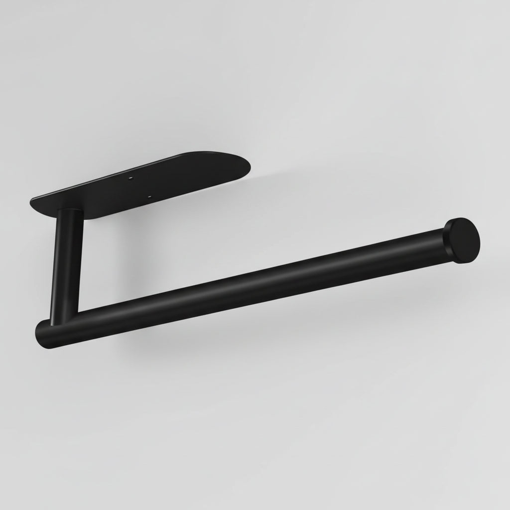 Space-Saving Under-Cabinet Paper Towel Holder in Black Steel