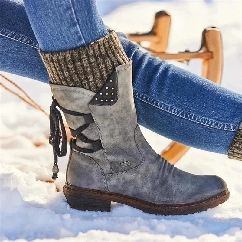 Women's Winter Boot | Knit Cuff & Lace-Up Shaft | Rugged Traction Sole | Adjustable Fit