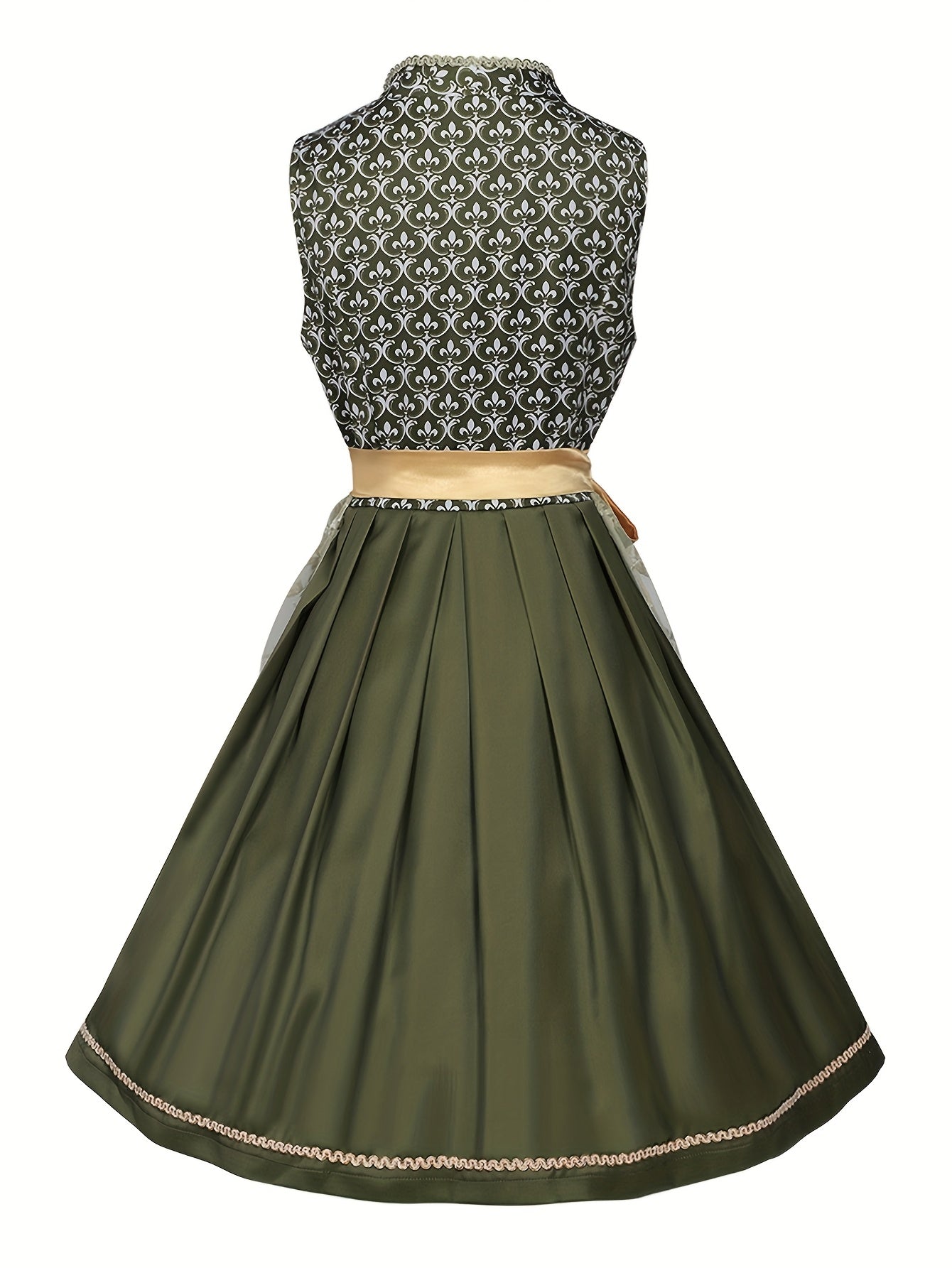 Women's Oktoberfest Dress Set with Floral Embroidery and Apron