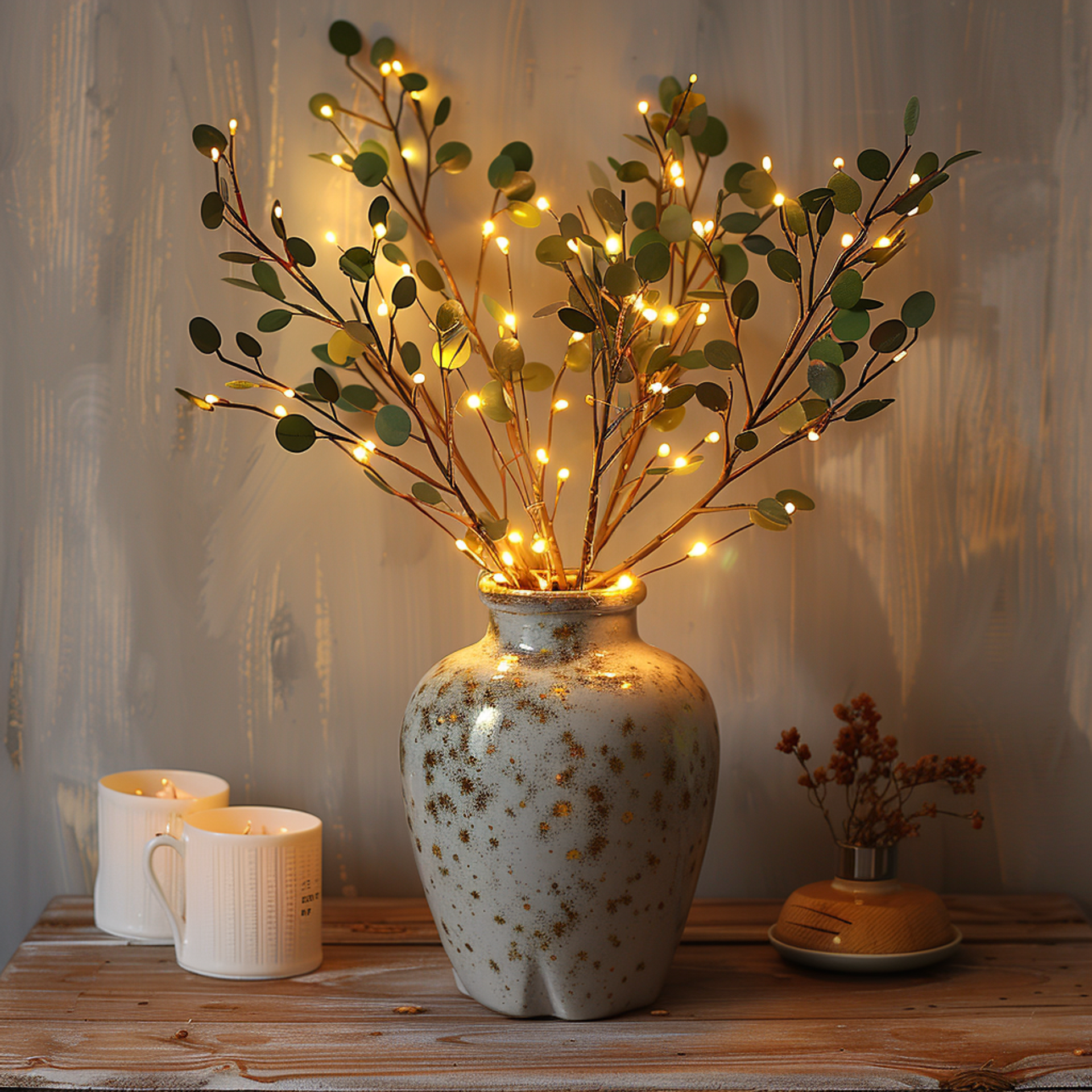 Fairy Light Olive Branch | Warm White LED & Adjustable Design | Battery Powered | 27.6 Inches Length