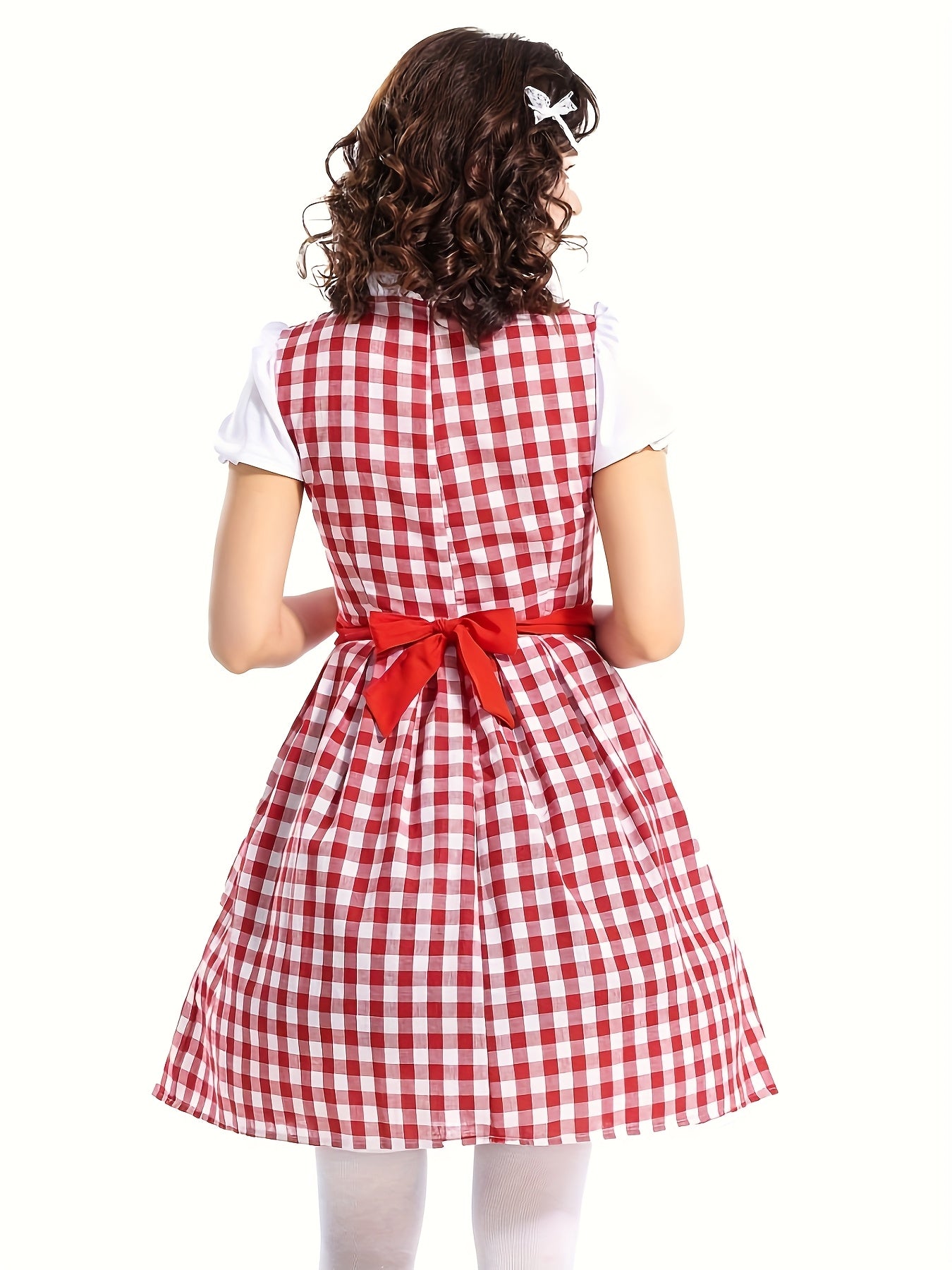 Women's Traditional Oktoberfest Dirndl Dress with Gingham Apron