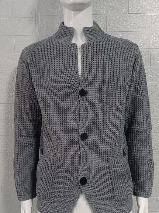 Men's Cardigan | Button-Front Knit with Patch Pockets | Soft Blend Fabric | Comfortable Fit