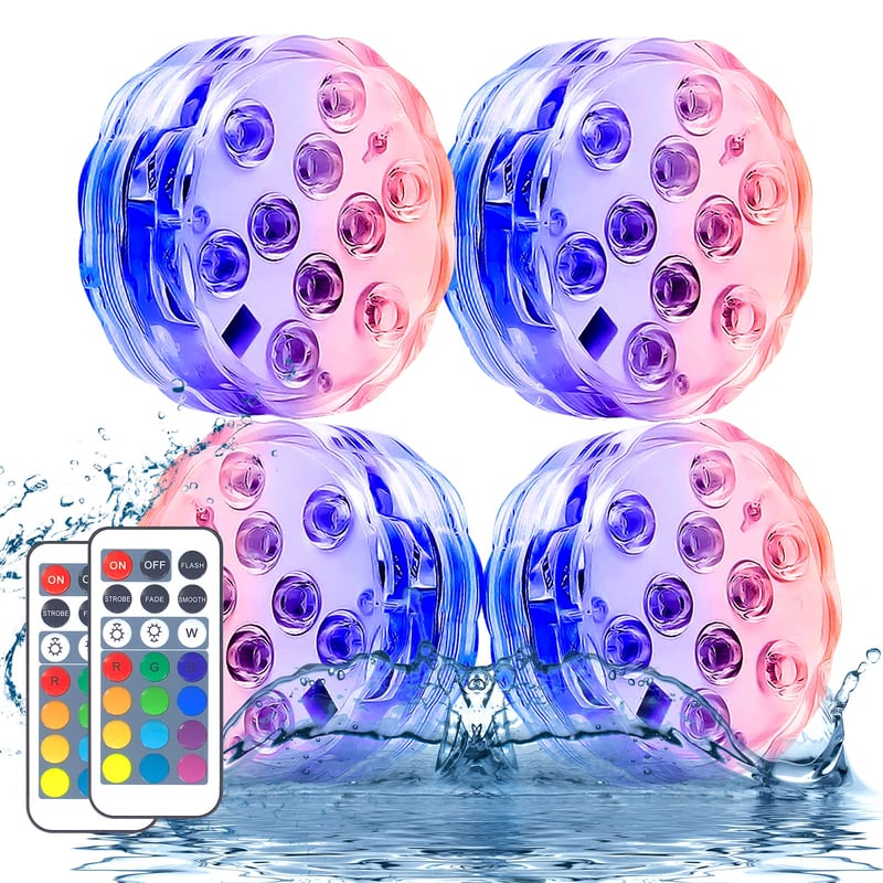 10-Pack Submersible LED Lights for Pool Illumination
