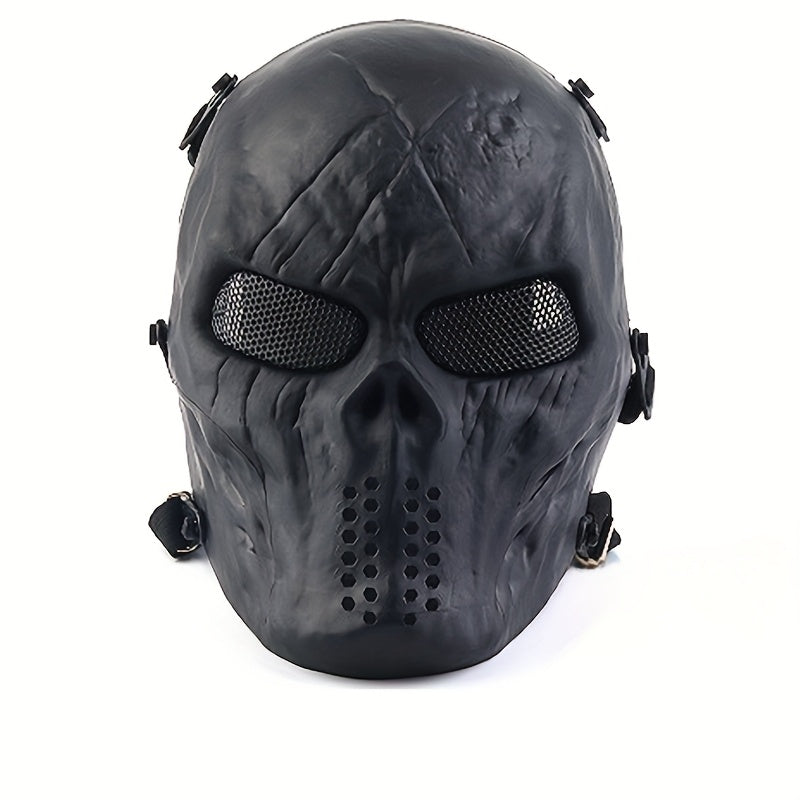 Halloween Skull Mask with Black and White Camouflage Design – Lightweight Polyester