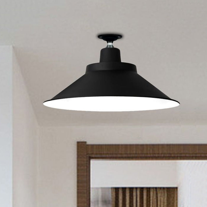 12" / 16" Industrial Flush Mount Light Fixture - Taavita Metal, 1 Light, E26/E27 Base, Compatible with LED/Incandescent/Fluorescent, 220V-240V & 110V-120V