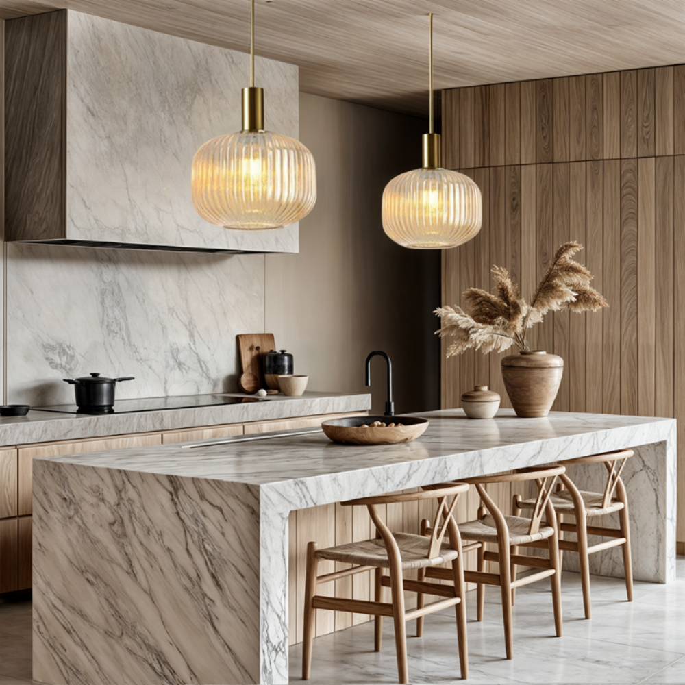 Nordic Elegance Pendant Lighting in Fluted Glass Design