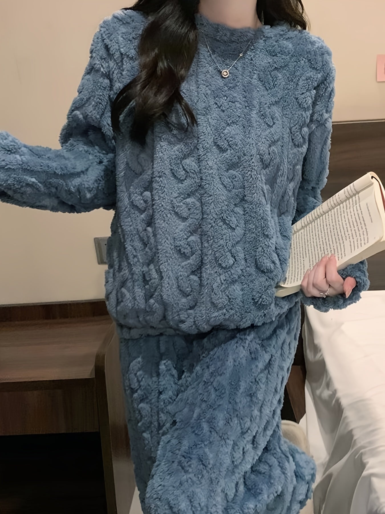 Women's Fleece Lounge Set | Long Sleeve | Cozy Warm Comfort | Polyester