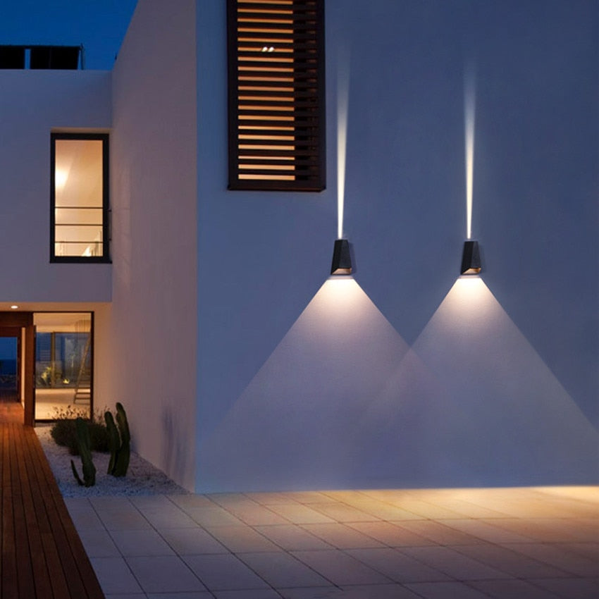 Pyramid Waterproof Outdoor Wall Lamp | IP65 Rated LED Exterior Lighting | Aluminum & Tempered Glass | Black, Gray, White | Warm & Cool White Options | Hardwired & Plug-in
