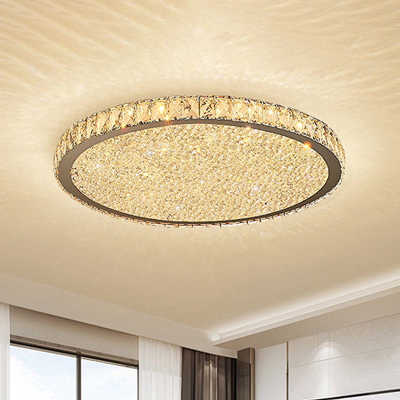 8.5"/14"/18" Wide Circular Flush Mount Light Modern Crystal 1-Light Clear/Amber LED Ceiling Light Fixture in Warm/White Light Clearhalo 'Ceiling Lights' 'Close To Ceiling Lights' 'Close to ceiling' 'Flush mount' Lighting' 106806