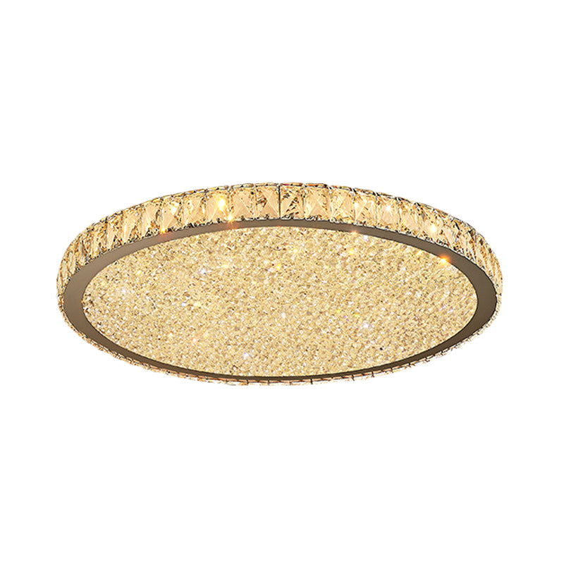 8.5"/14"/18" Wide Modern Crystal Flush Mount Light Fixture - 1-Light Clear/Amber LED Ceiling Light in Warm/White Light
