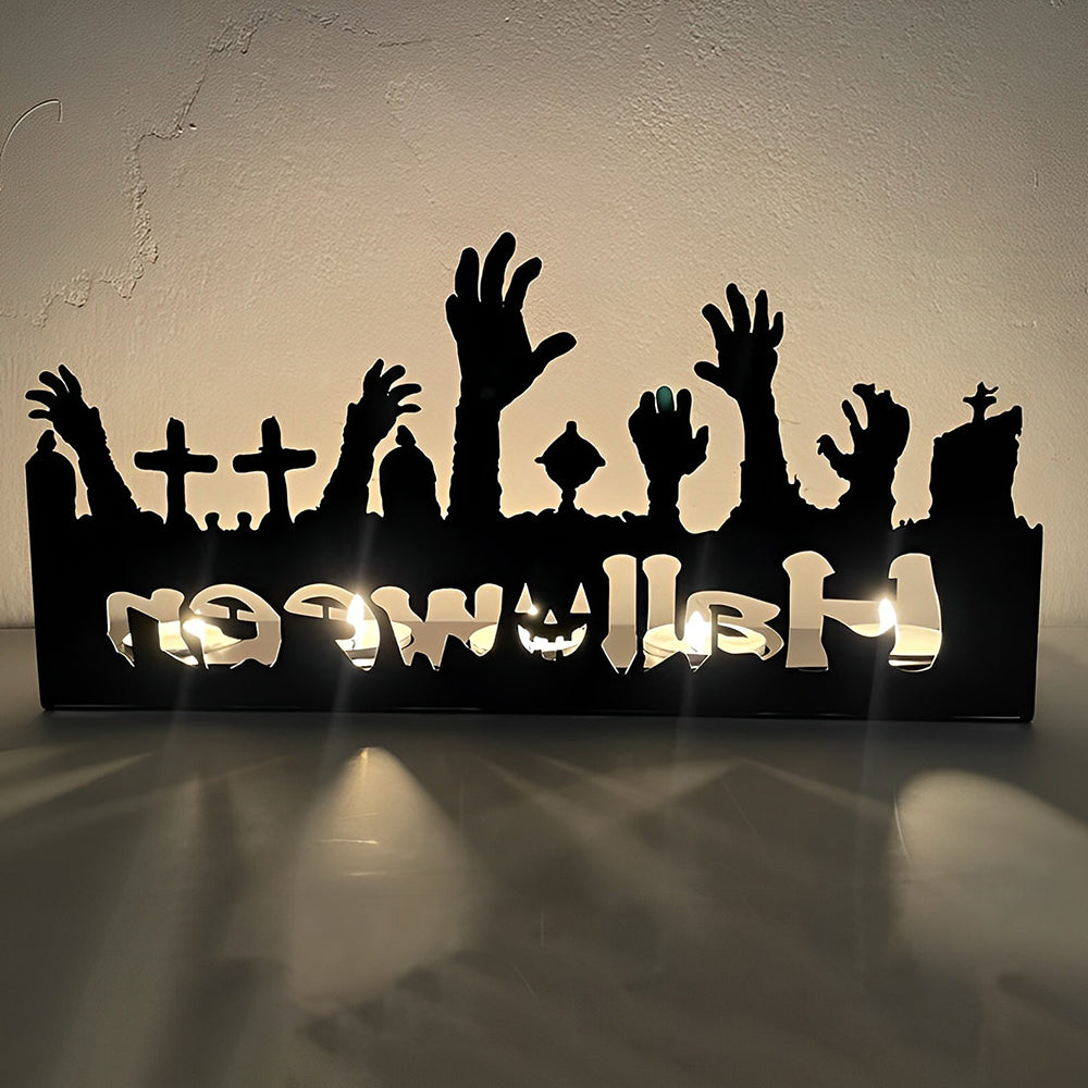 Halloween Metal Candle Holder Decorative Pumpkin Skull Design
