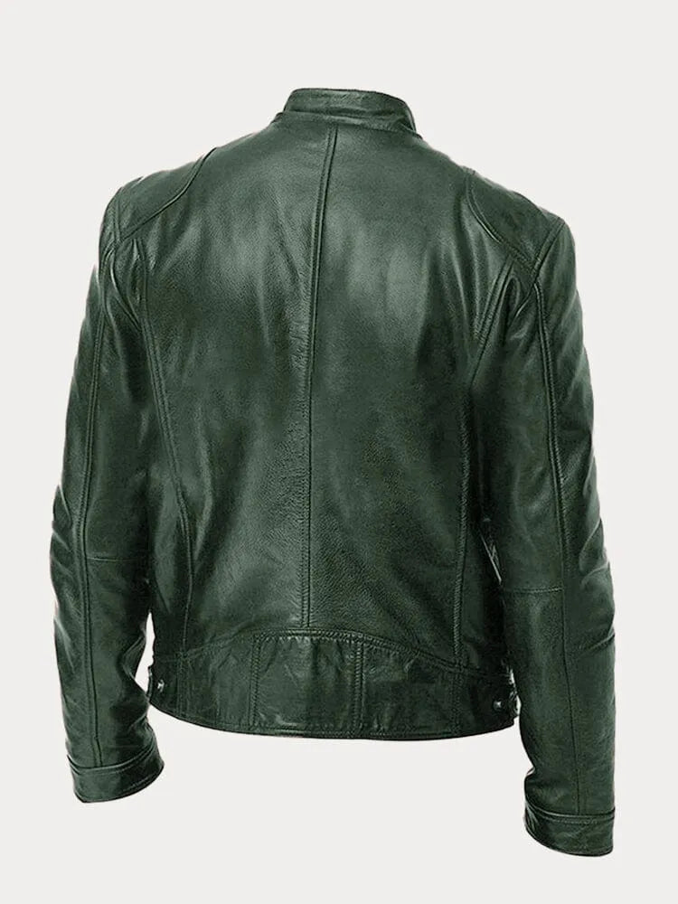 Men’s Leather Moto Jacket | Lined Interior & Adjustable Cuffs | Durable Genuine Leather | Versatile Casual & Semi-Formal Wear