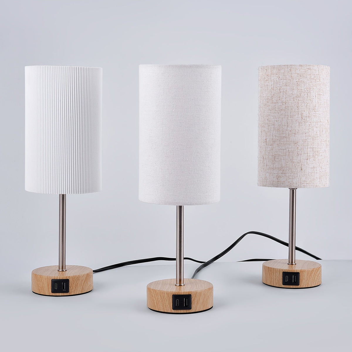 Set of 2 Touch-Controlled USB-Enabled Dimmable Table Lamps