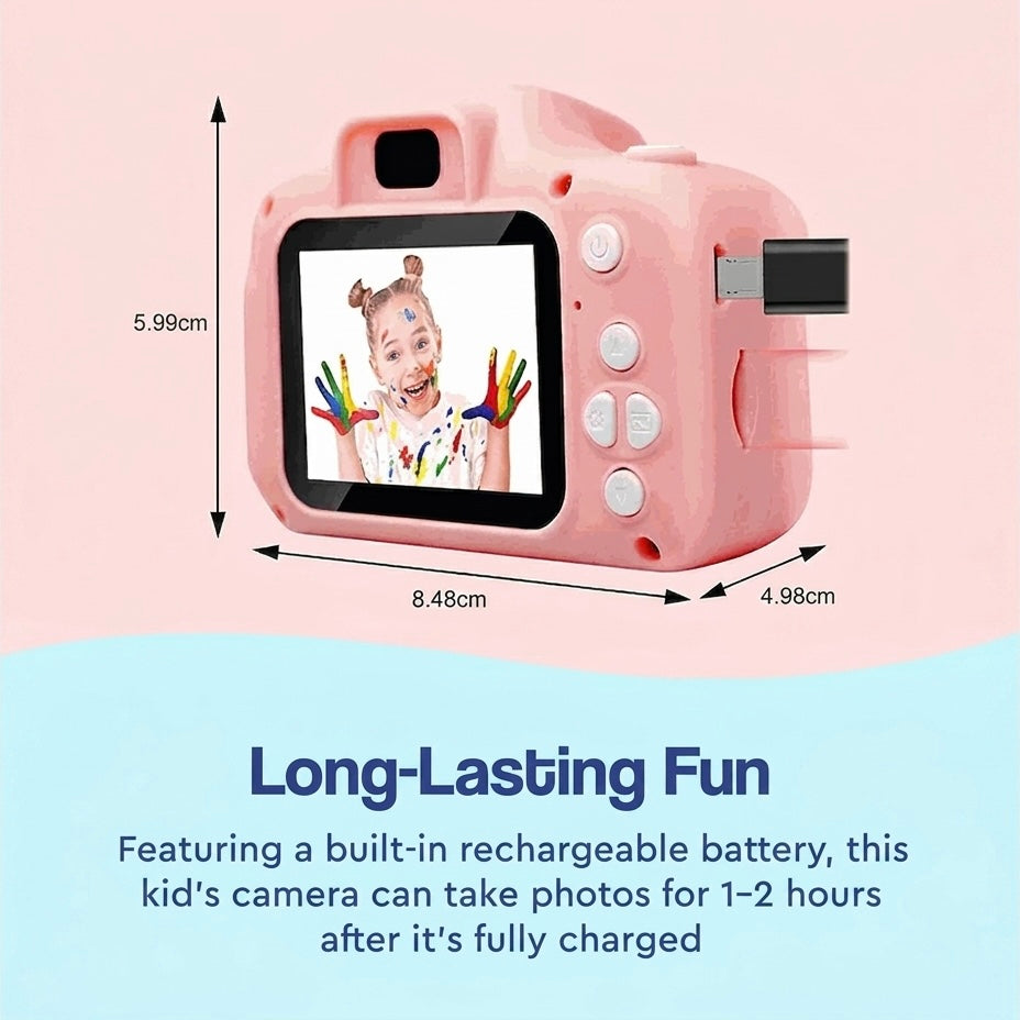 Dual Lens Kids Camera - 12MP, 1080P, Shockproof, 2" IPS Screen, 32GB, 3+ Years
