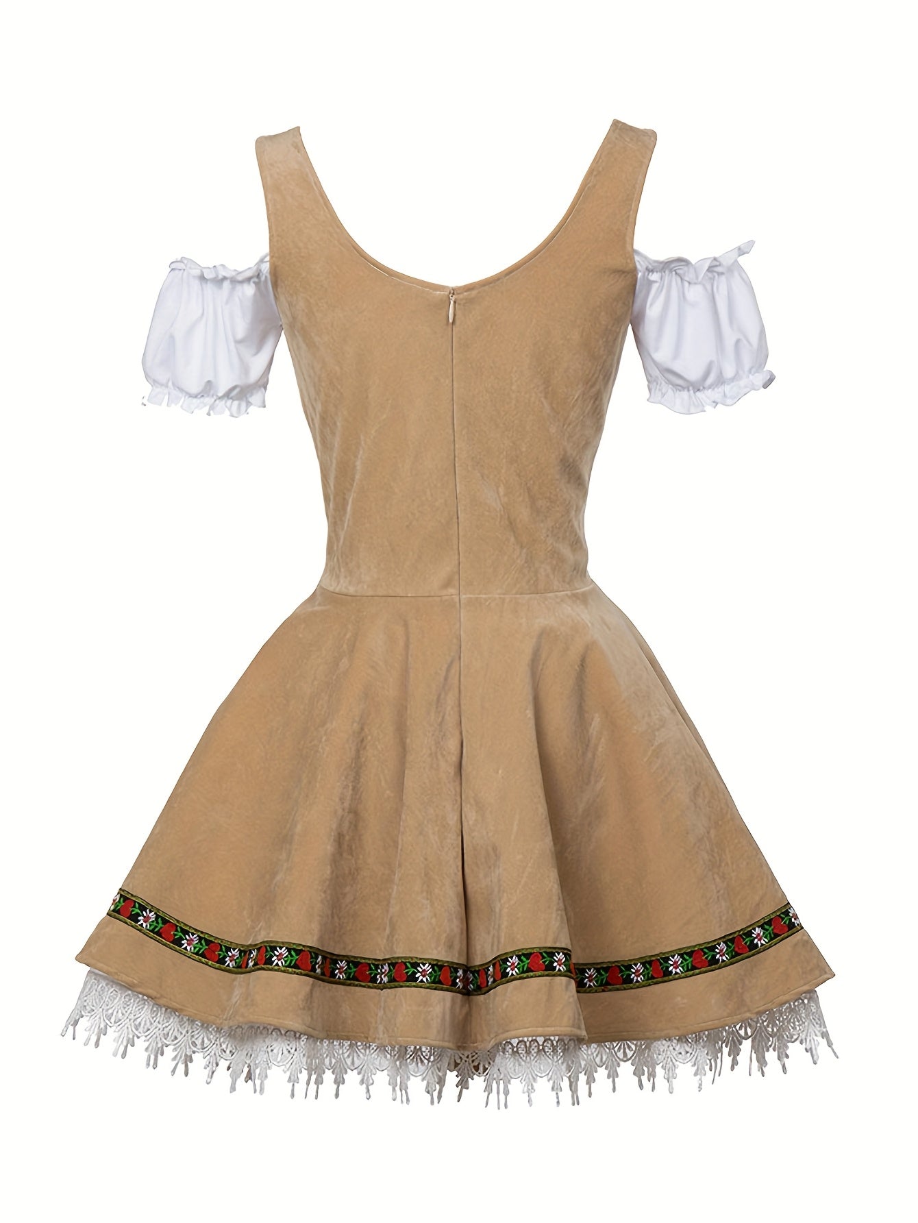 Women's Bavarian Dirndl Dress with Lace-Up Corset for Oktoberfest
