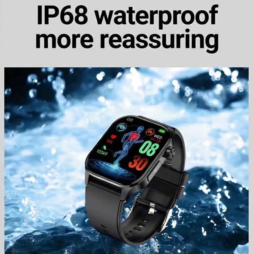 AMOLED Smartwatch with Heart Rate Monitor, Blood Pressure, SOS Alert, IP68, Bluetooth Calling