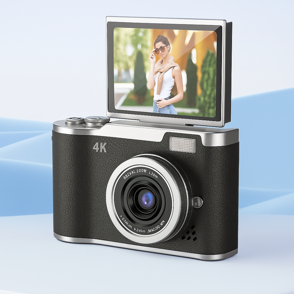 Compact 4K Vlogging Camera with Flip-Out Screen