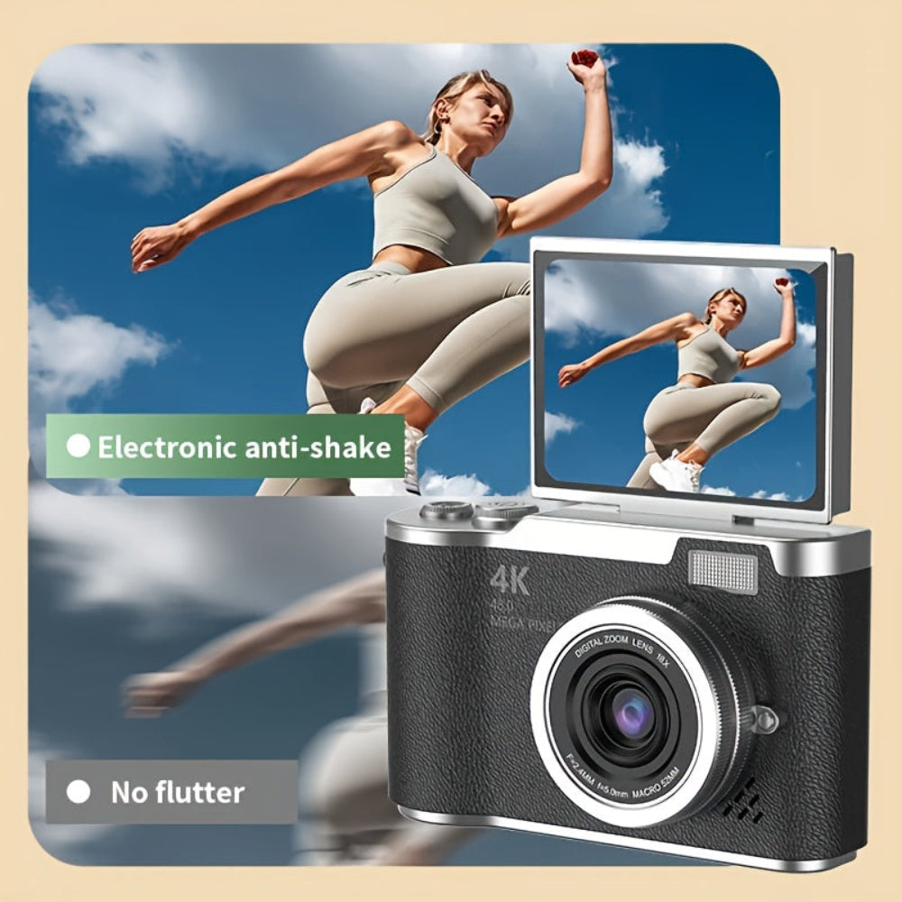 Compact 4K Vlogging Camera with Flip-Out Screen