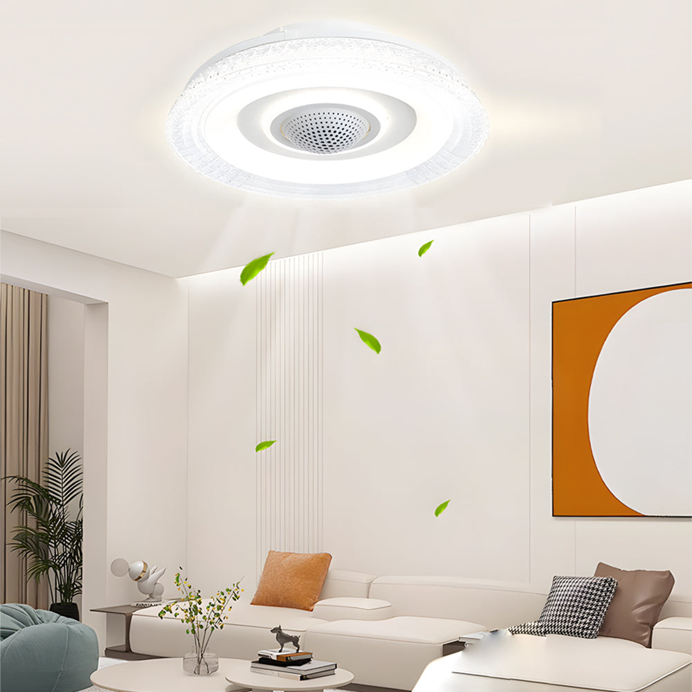 20 in. W Bladeless Smart Ceiling Fan with Remote, 6-Speed, and Dimmable LED Indoor Lighting