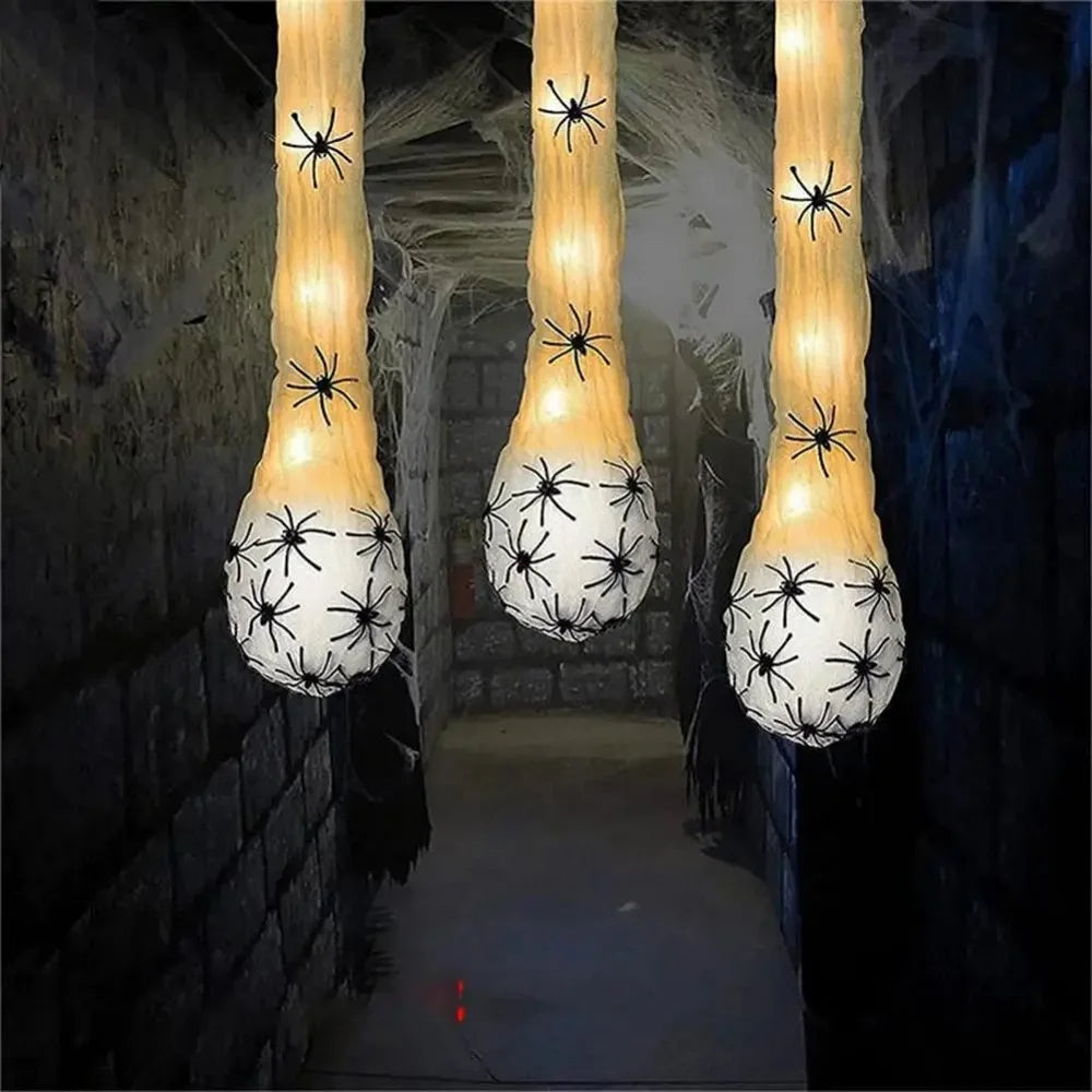 Hanging Prop for Halloween - Illuminated Spider Egg Sacs Decoration