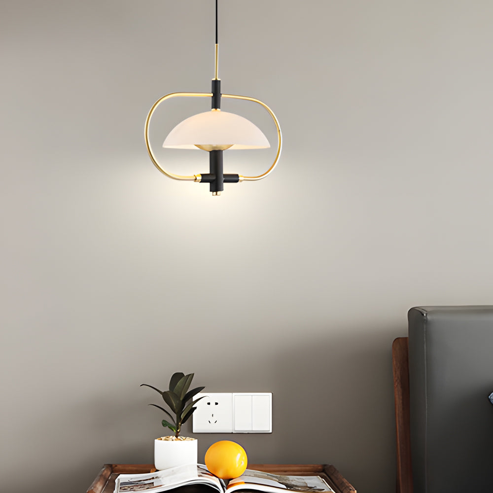 1/3/6 Light Heads Semicircular Opal Glass Dome Chandelier Aperture Pendant Light Hanging Ceiling Lighting