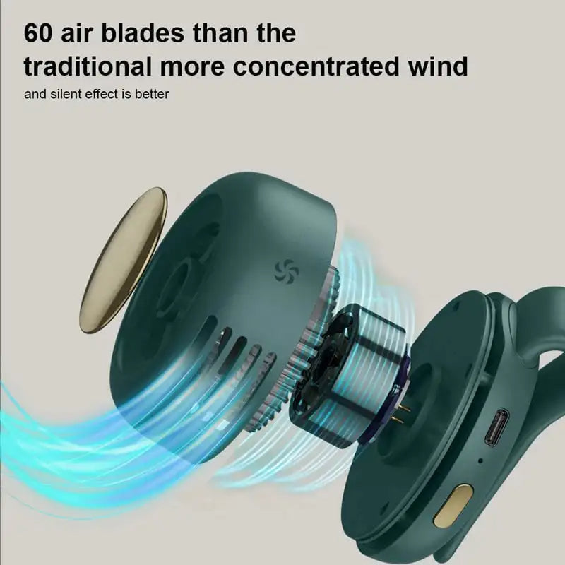 Handheld Bladeless Fan with Clip for Portable Waist Use