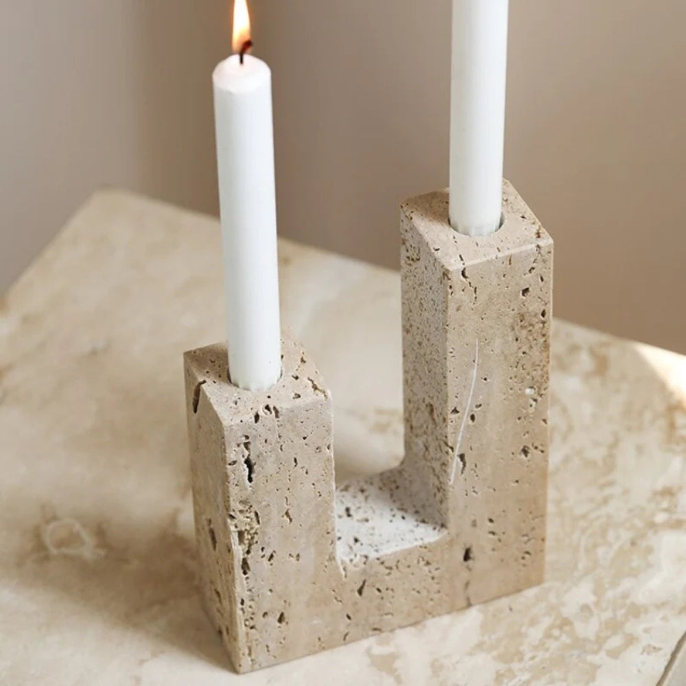 LuxeStone – Elegant Dual Candle Holder for Modern Spaces