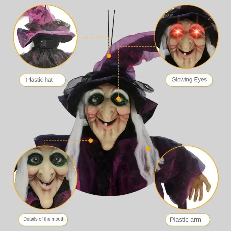 Life-Size Haunted Witch Decoration with Glowing Eyes and Sound