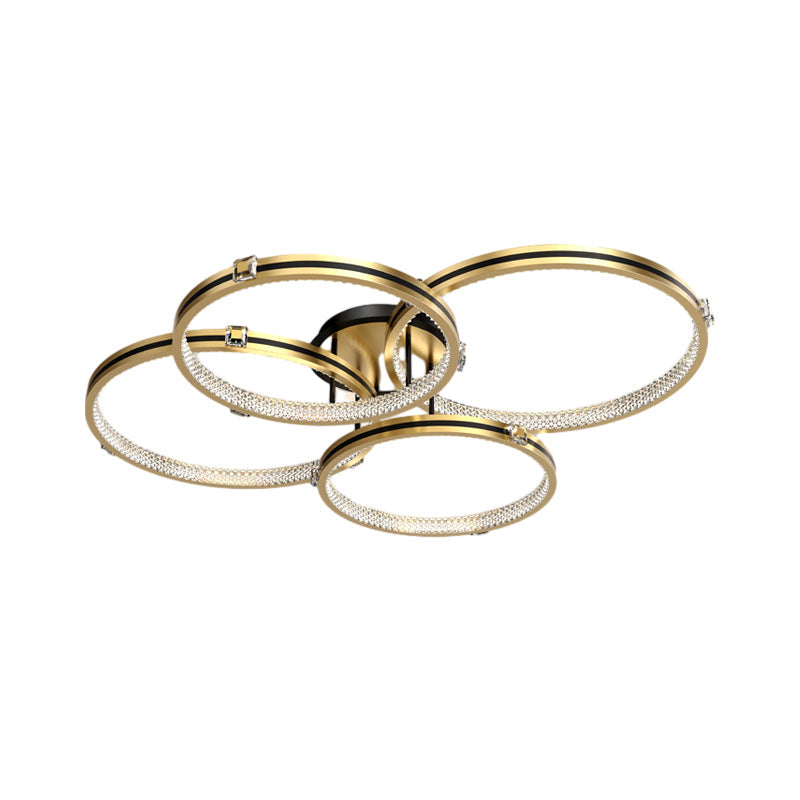 2/3/4 Rings Modern LED Brushed Gold Creative Step Dimming Ceiling Lights
