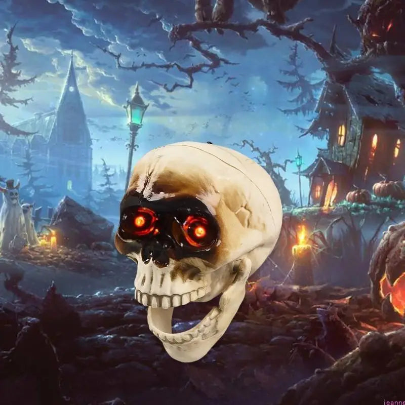 Flashing Eyed Skeleton Head Decoration for Halloween