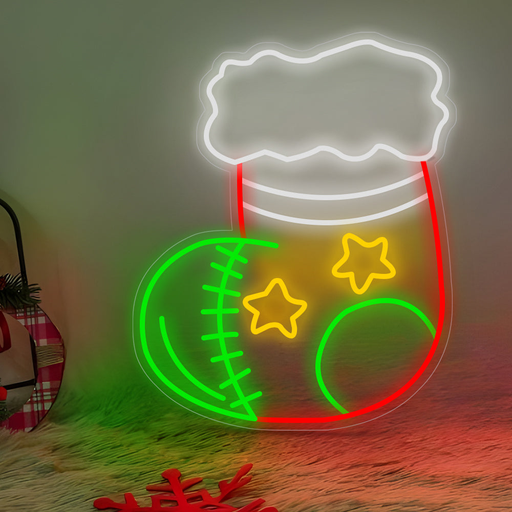 1 Piece LED Neon Sign Lights Christmas Socks Decor Acrylic Artwork