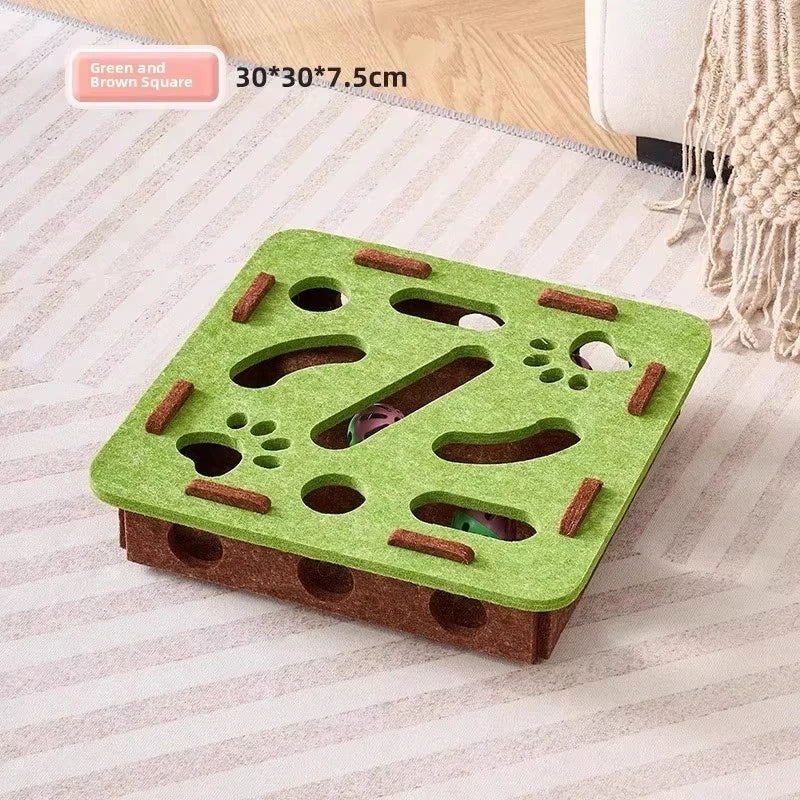 Interactive Puzzle Box Toy for Cats Made of Felt