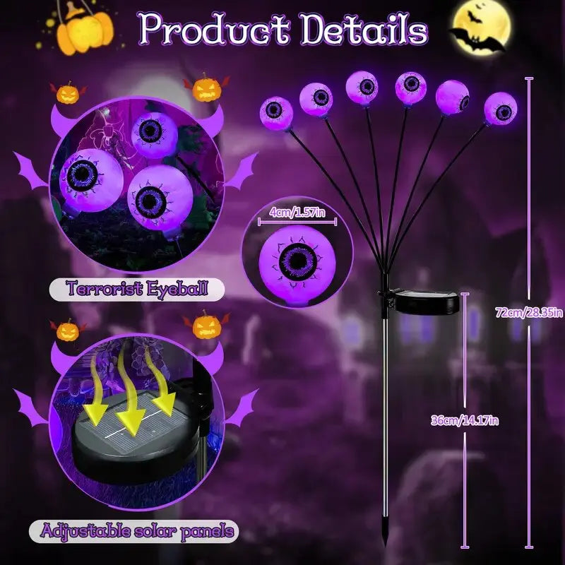 Solar Garden Lights with Halloween Eyeball Decorations