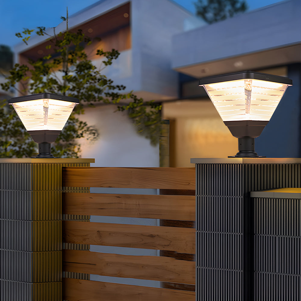 17.9-Inch Black Square Solar LED Outdoor Pier Mount Light by Taavita