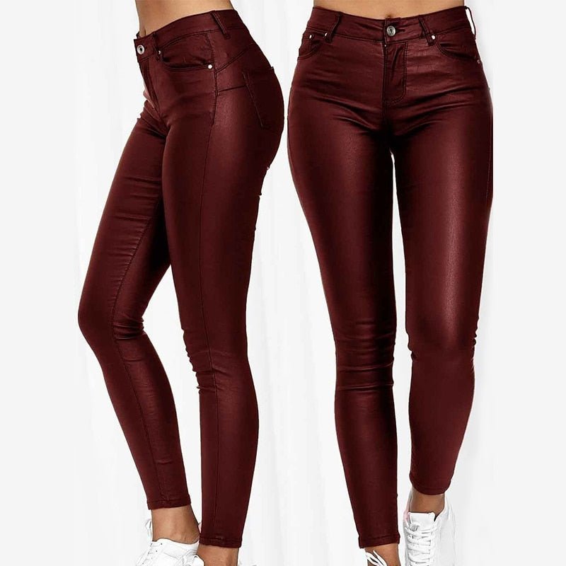 Women’s Skinny Jeggings | Slim Fit PU Leather-Look | Machine Washable | Comfortable Everyday Wear