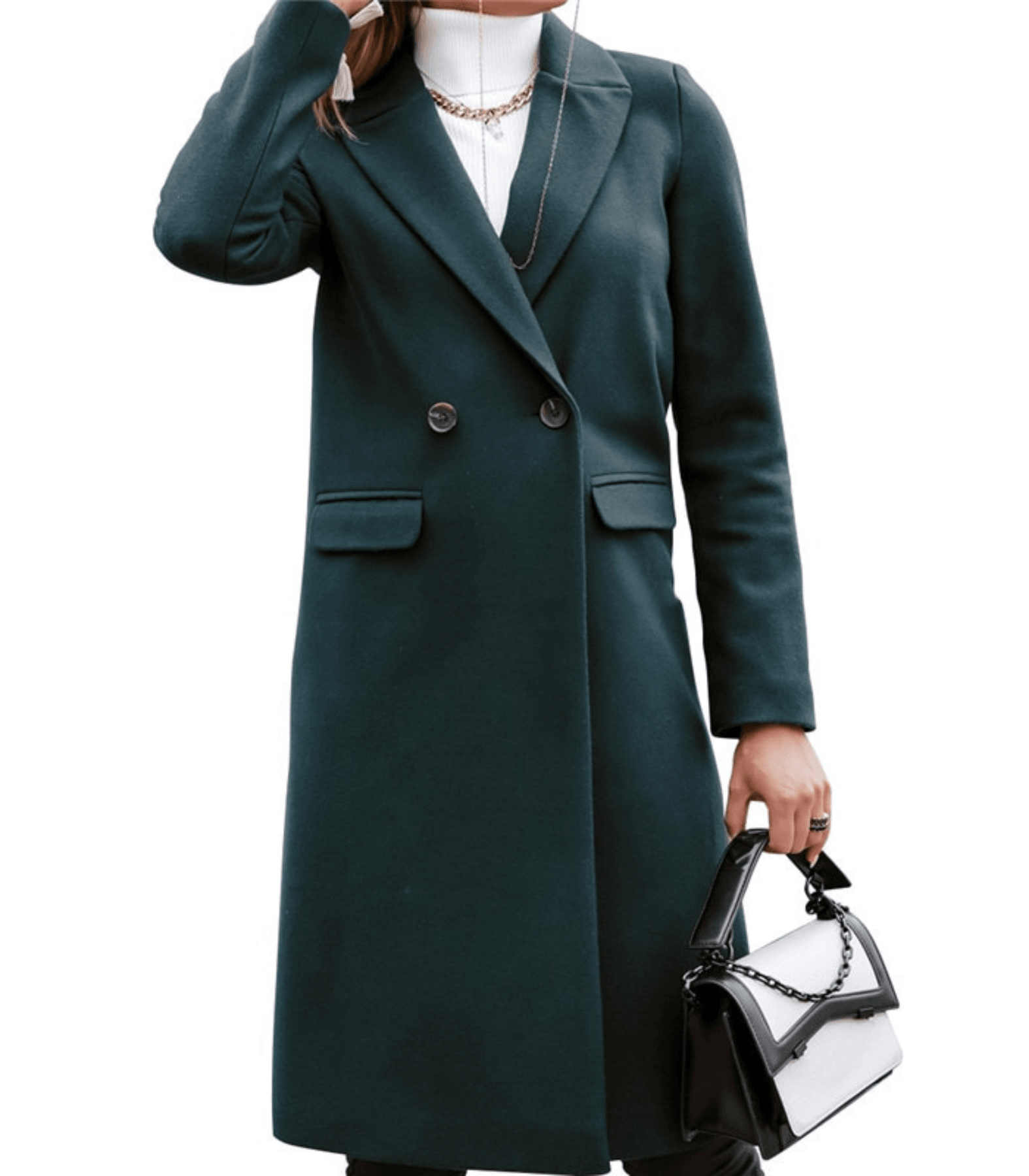 Women’s Wool Coat | Double-Breasted Button Closure & Pockets | Waterproof & Windproof | Comfortable Fit