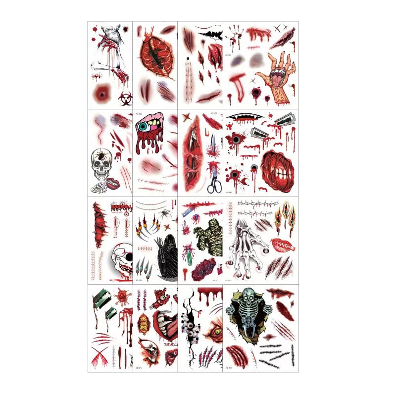 Halloween Temporary Tattoo Stickers for Scary Clown Mouth & Scars
